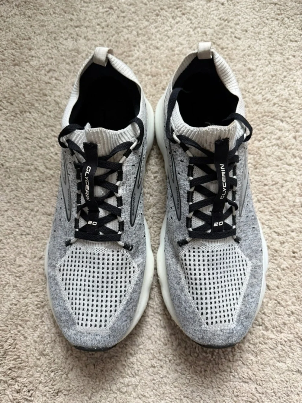 Brooks Glycerin StealthFit 20 Mens Size 10.5 D Grey Running Shoes 1103841D135